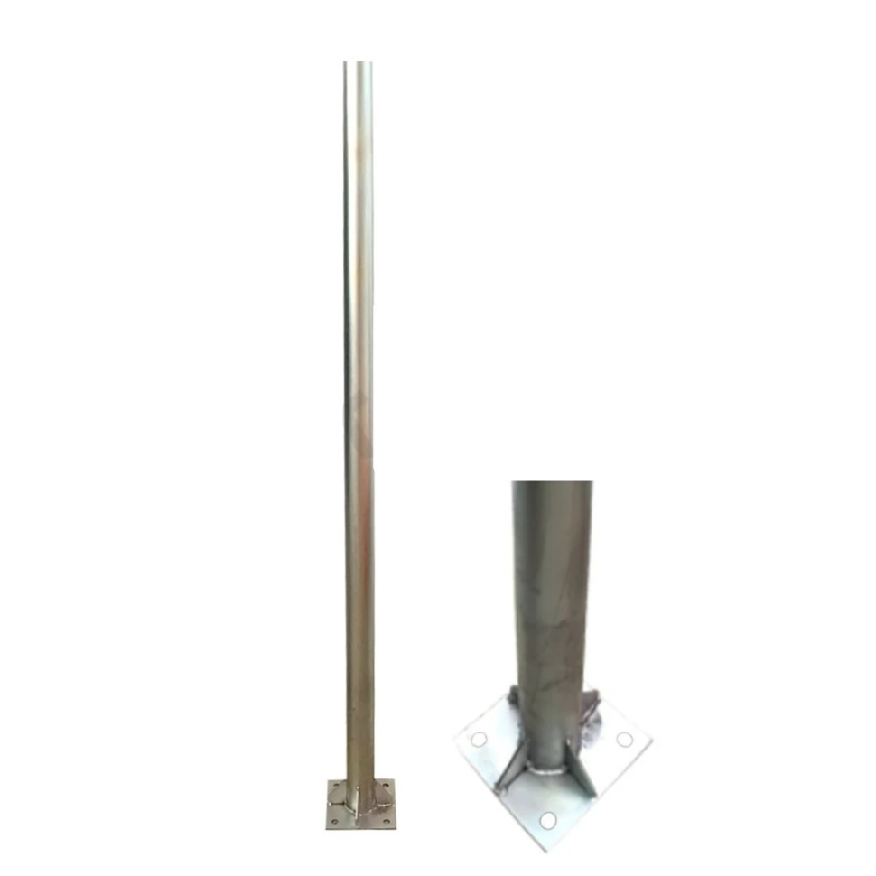 Stalp metalic cu flansa, inaltime 3 metri, Ø 4.8 cm, ideal pentru oglinzi si indicatoare rutiere