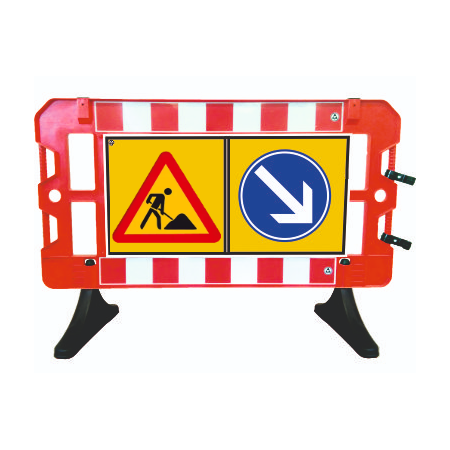 Bariera Lucrari Cu Indicatoare Drum In Lucru si Ocolire Dreapta, 12,5 kg. Rosu