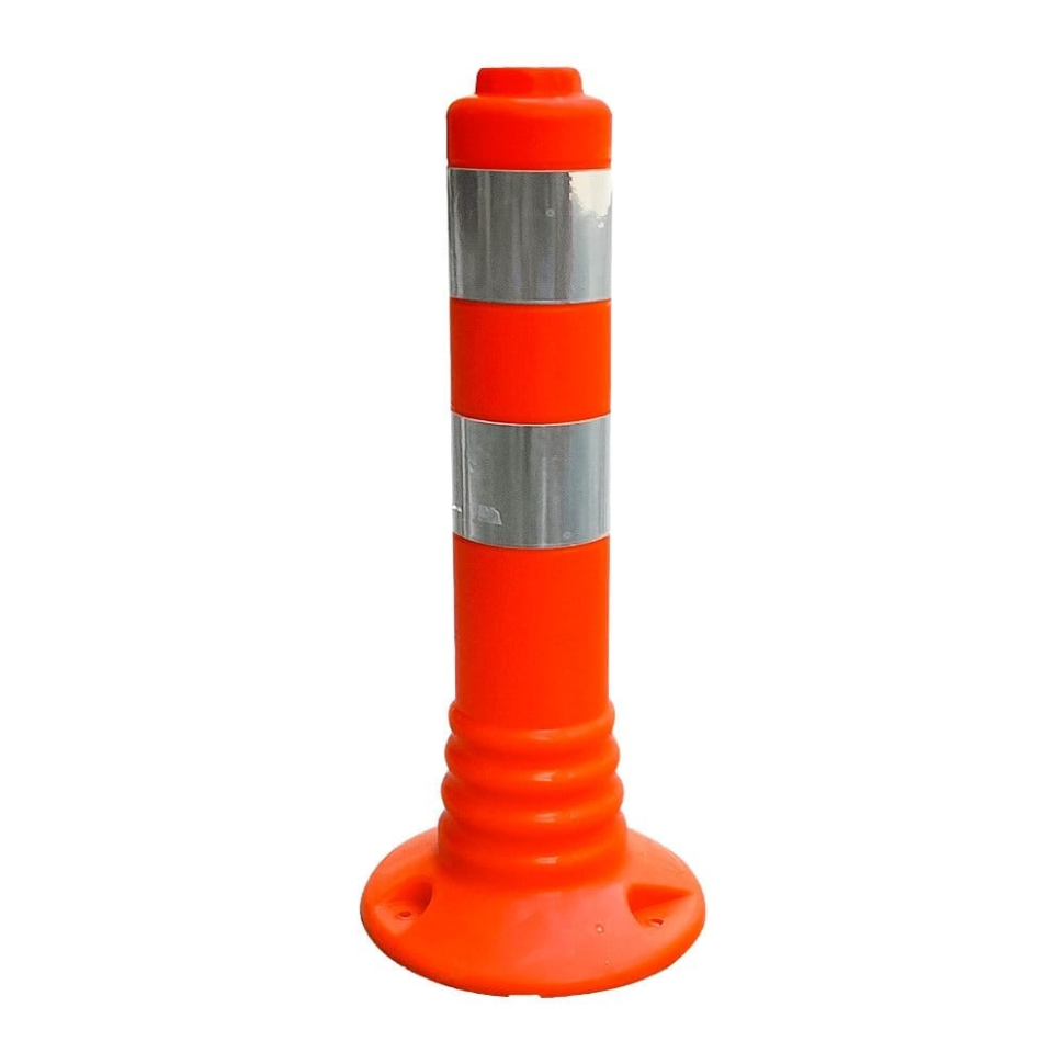 Stalp portocaliu din cauciuc inaltime 45cm, soclu cu filet integrat, TPE