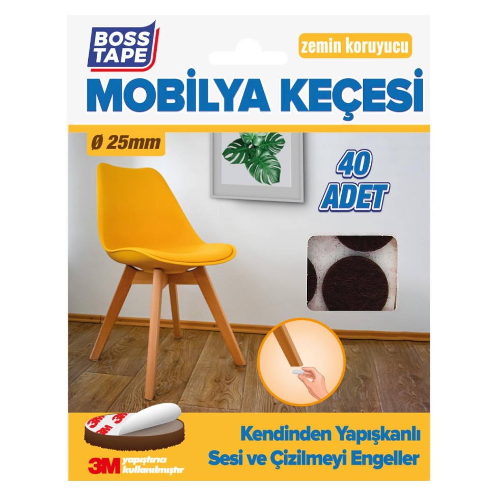 Protectii autoadezive 3M pentru pardoseala, forma rotunda, 25 mm, maro, set 40 bucati