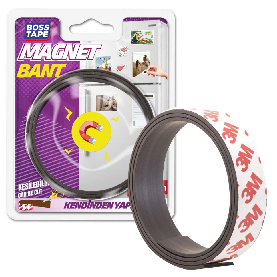 Bandă magnetică cu adeziv 3M, dimensiuni 20mm x 75cm