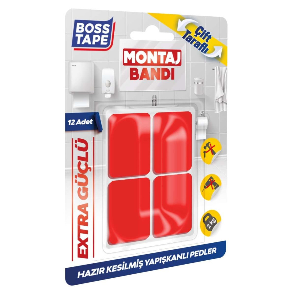 Set 12 buc Benzi adezive de montaj, 25 x 30mm, pana la 2kg