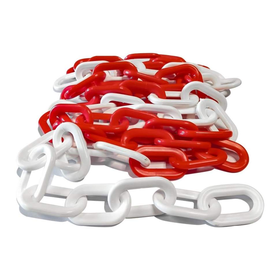 Lant Plastic Delimitare 8mm, Alb Rosu, lungime 25m