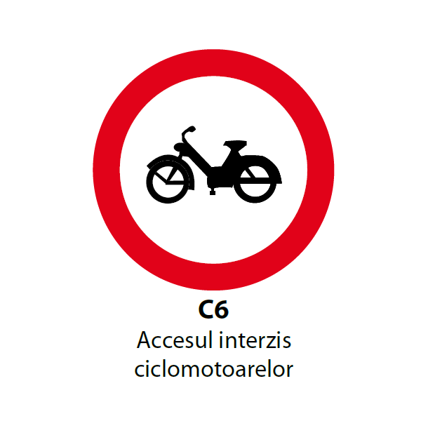 Accesul interzis ciclomotoarelor, Indicator rutier | Semn de circulatie