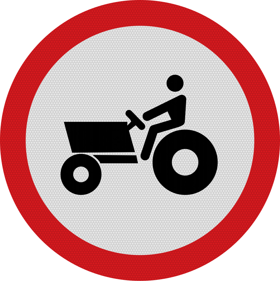 Accesul interzis tractoarelor si masinilor auto propulsate pentru lucrari, Indicator rutier | Semn de circulatie