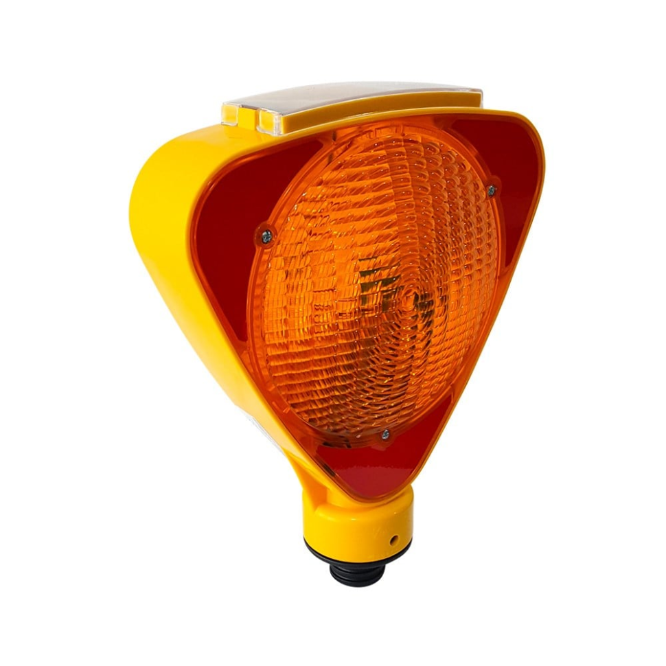 Lampa pentru semnalizare lucrari, suport rotativ, reflectorizanta, lumina intermitenta galbena