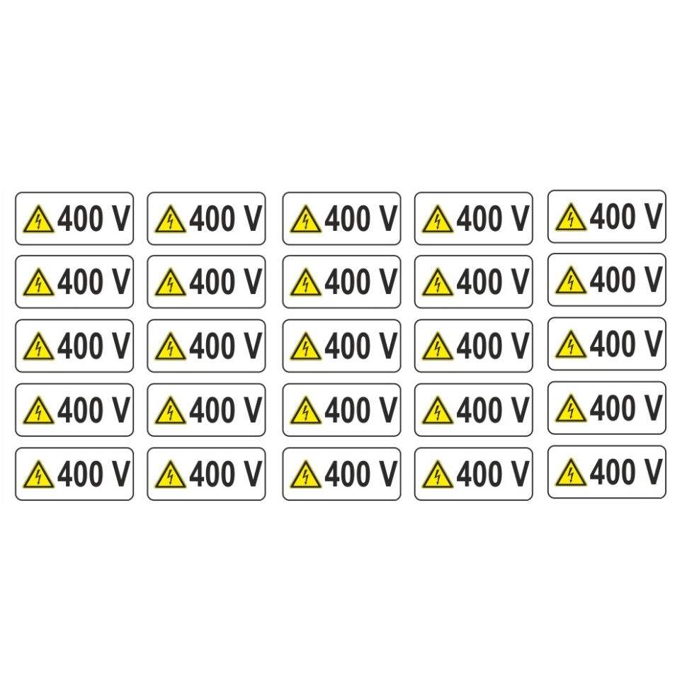 50 buc. etichete autocolante, semnalizare prize, 20x65mm, 400V
