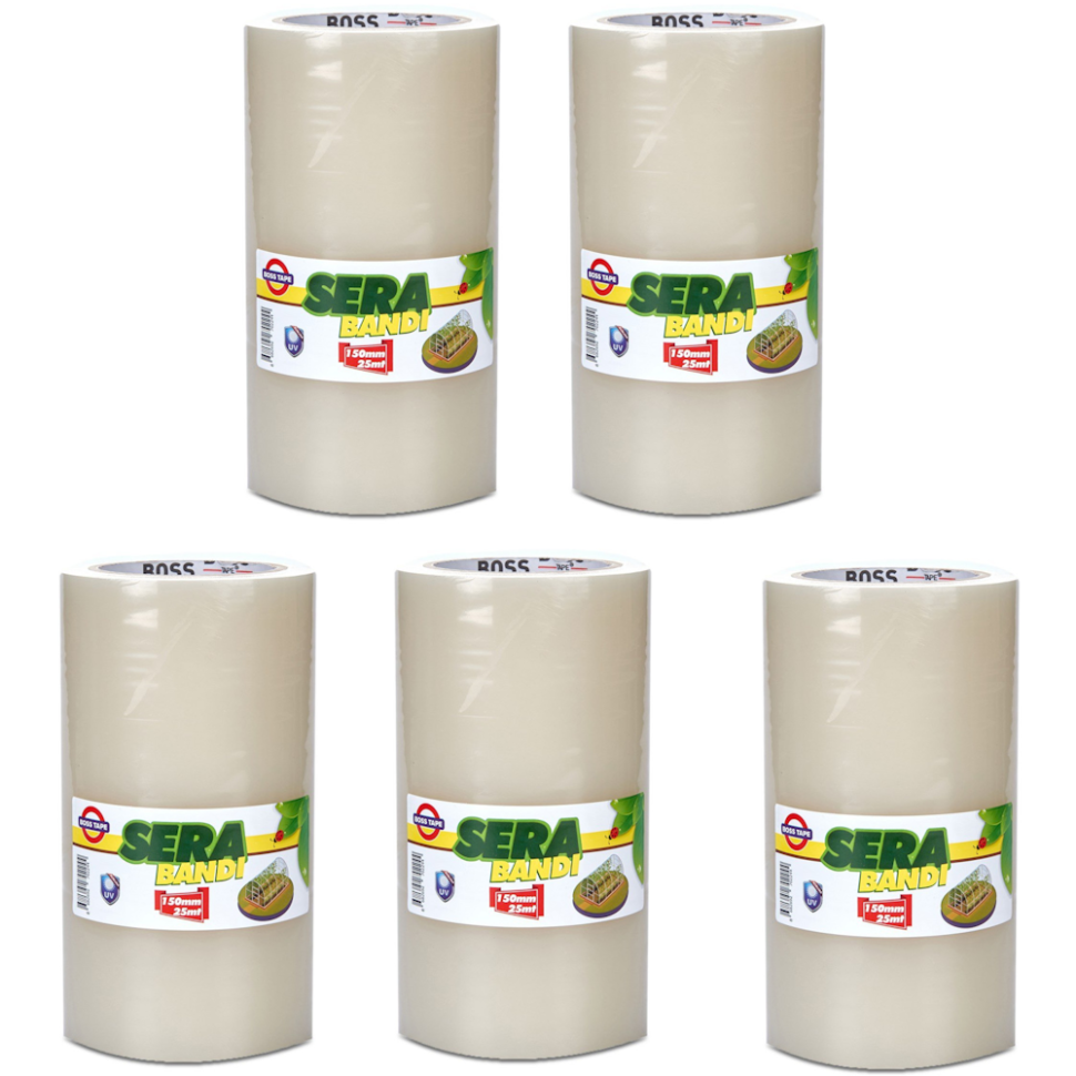 SET 5 buc x Benzi adezive pentru lipire / reparatie folie sera / solar, transparenta, 15cm x 25m