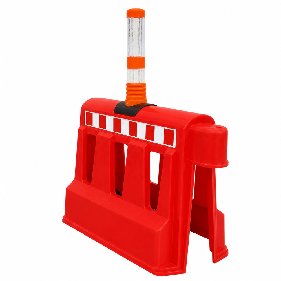 Parapet New Jersey cu stalp reflectorizant, ROSU
