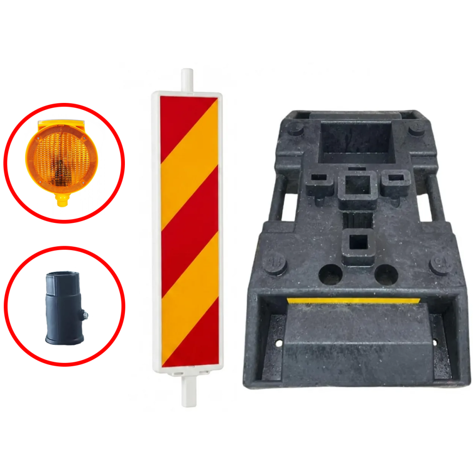 SET Baliza Folie CLASA 1, baza 15kg + Lampa Solara Cu Lumina Intermitenta Galbena