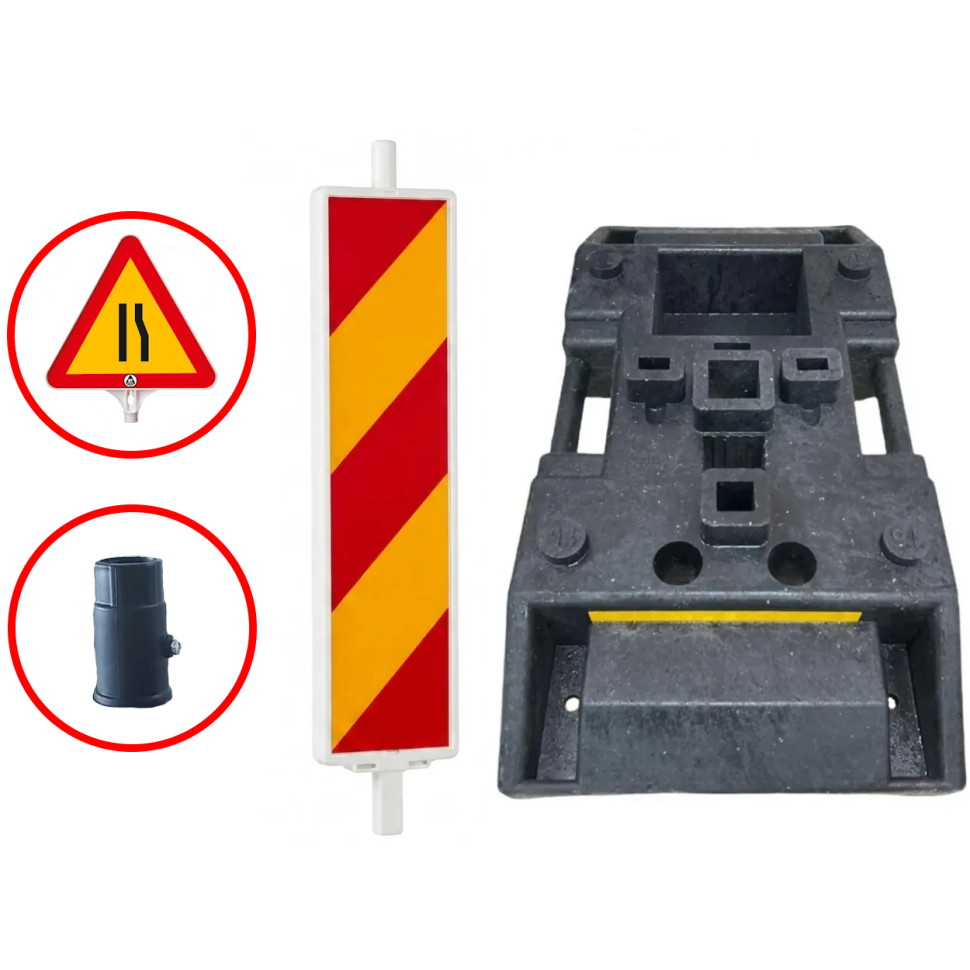 SET Baliza Folie CLASA 1 + baza 15kg + Semn Drum Ingustat Dreapta