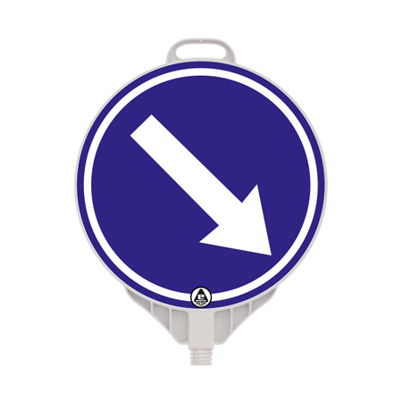 Ocolire dreapta, indicator rutier din plastic PPC, reflectorizant, Ø 38cm